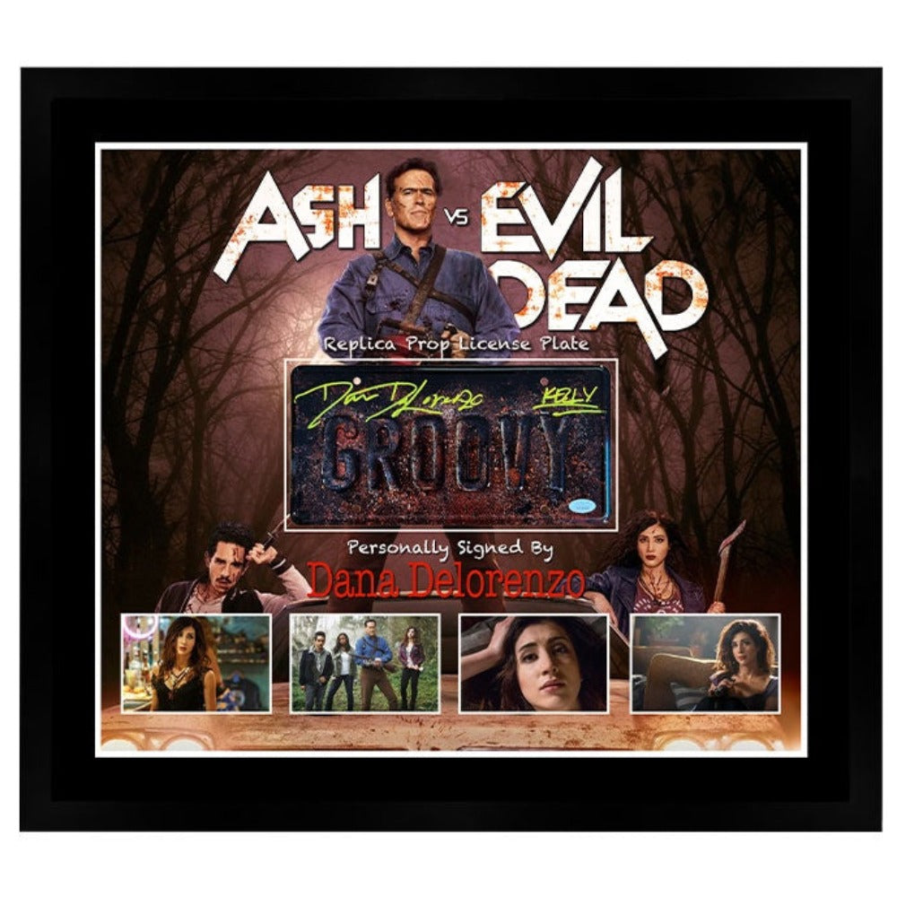 Ash Vs Evil Dead Dana DeLorenzo Signed License Plate GROOVY Framed