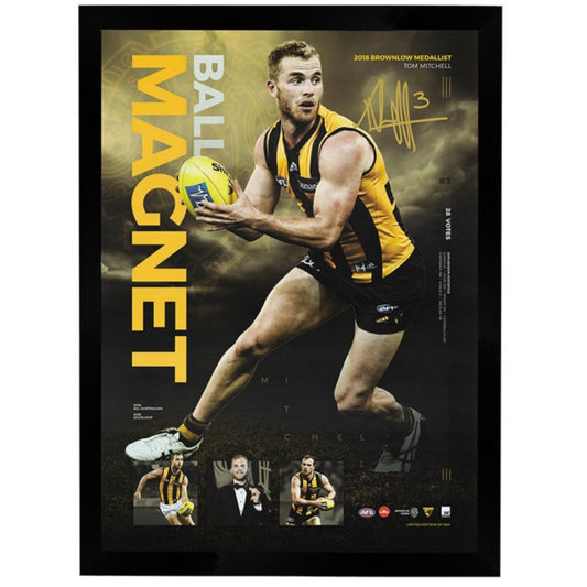 Hawthorn Hawks Tom Mitchell Ball Magnet Print Framed