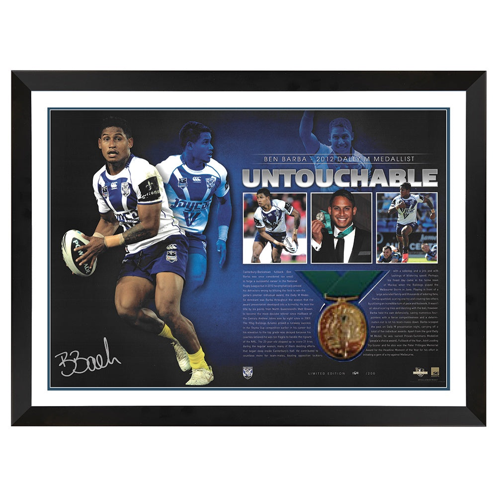 Canterbury Bulldogs Ben Barba 2012 Dally M Medallist Untouchable Print Framed