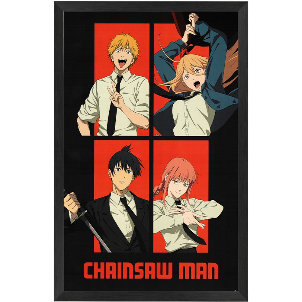 Chainsaw Man Panels Poster Framed