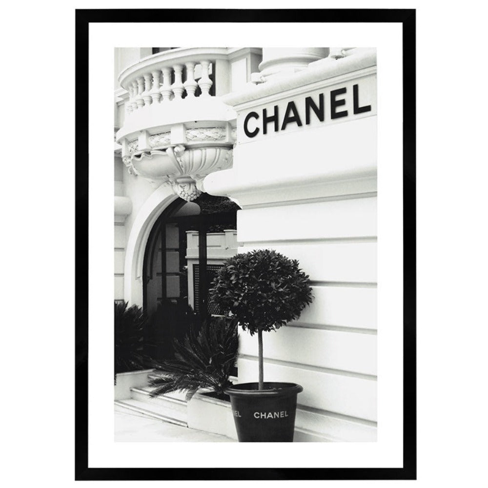 Chanel Boutique Print Large Black Framed