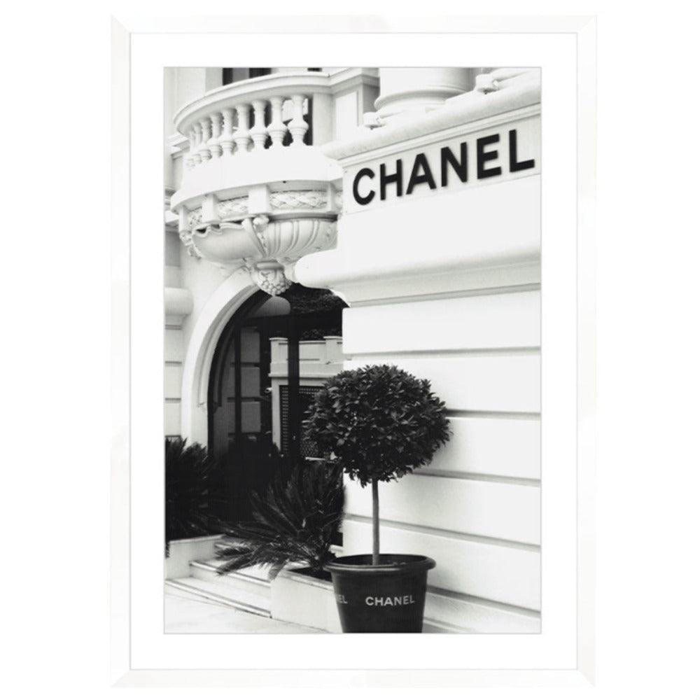 Chanel Boutique Print Large White Framed