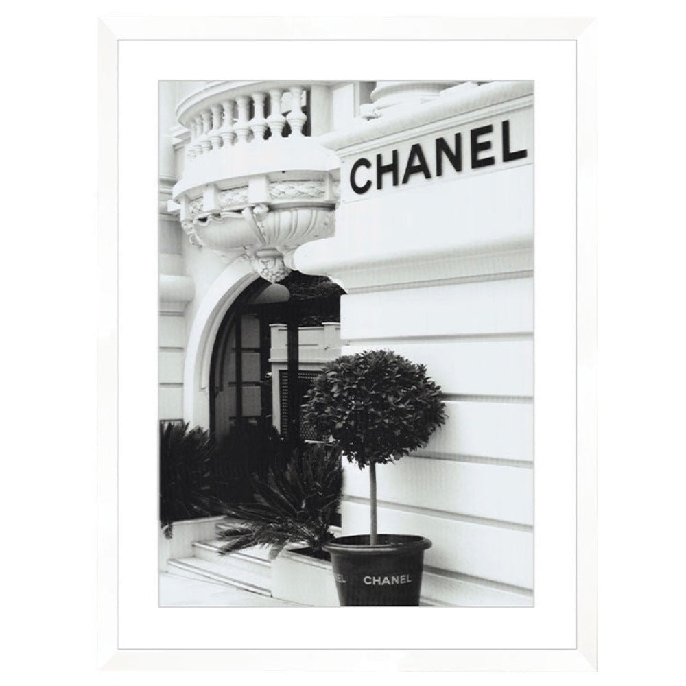 Chanel Boutique Print White Framed