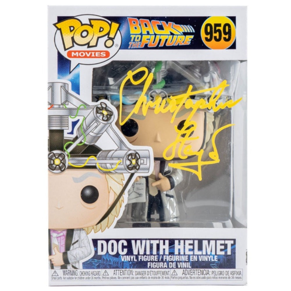 Christopher Lloyd Back To The Future Doc With Helmet #959 Autographed Pop Vinyl