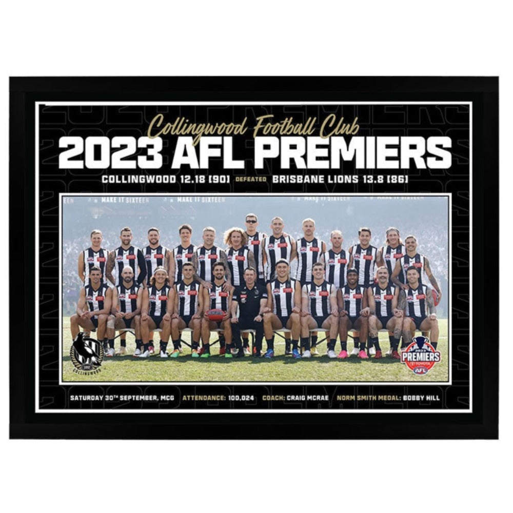 Collingwood Magpies 2023 Premiers Team Photo Framed