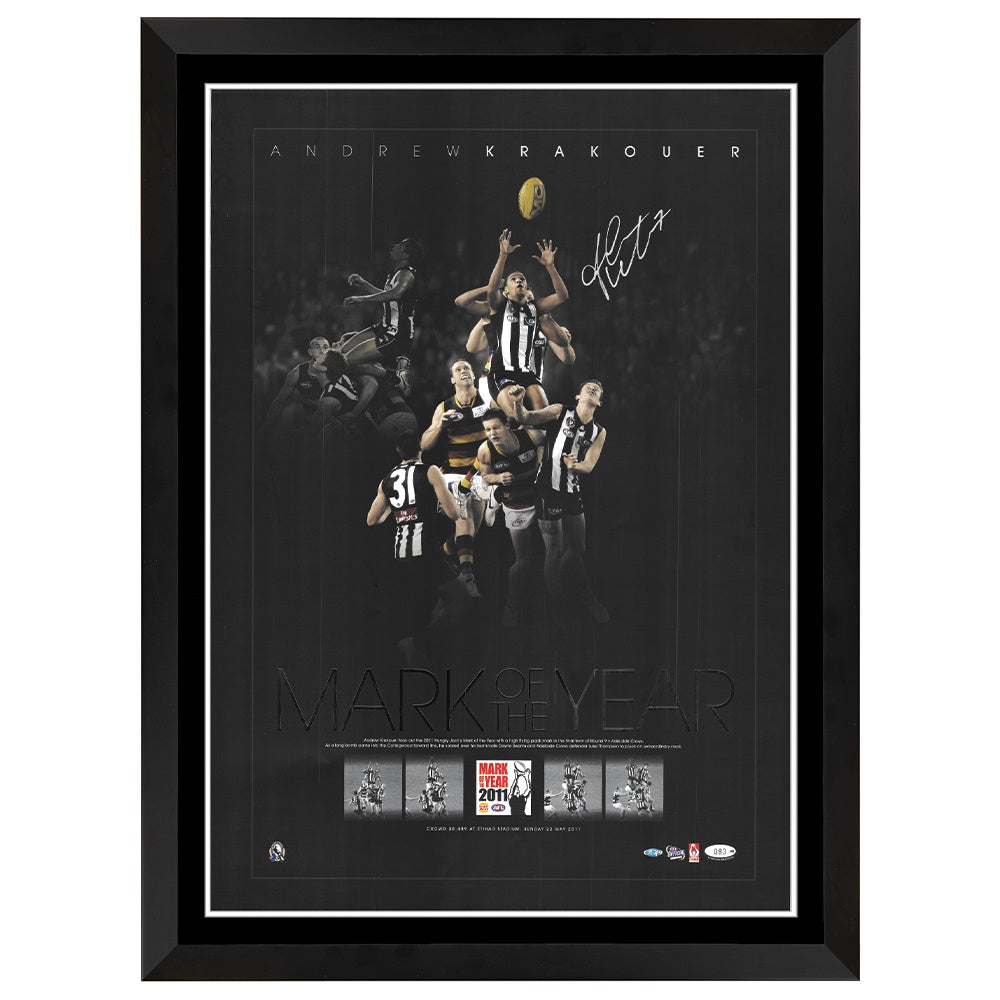 Collingwood Magpies Andrew Krakouer Mark Of The Year Signed Print Framed