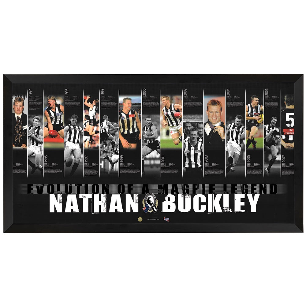 Collingwood Magpies - Nathan Buckley Evolution Of A Magpie Print Framed