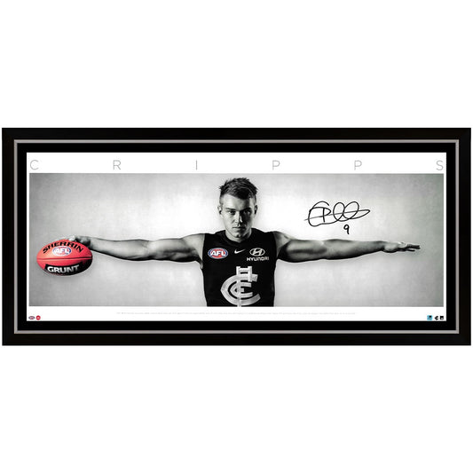 Carlton Blues Patrick Cripps Signed Large Wings Framed