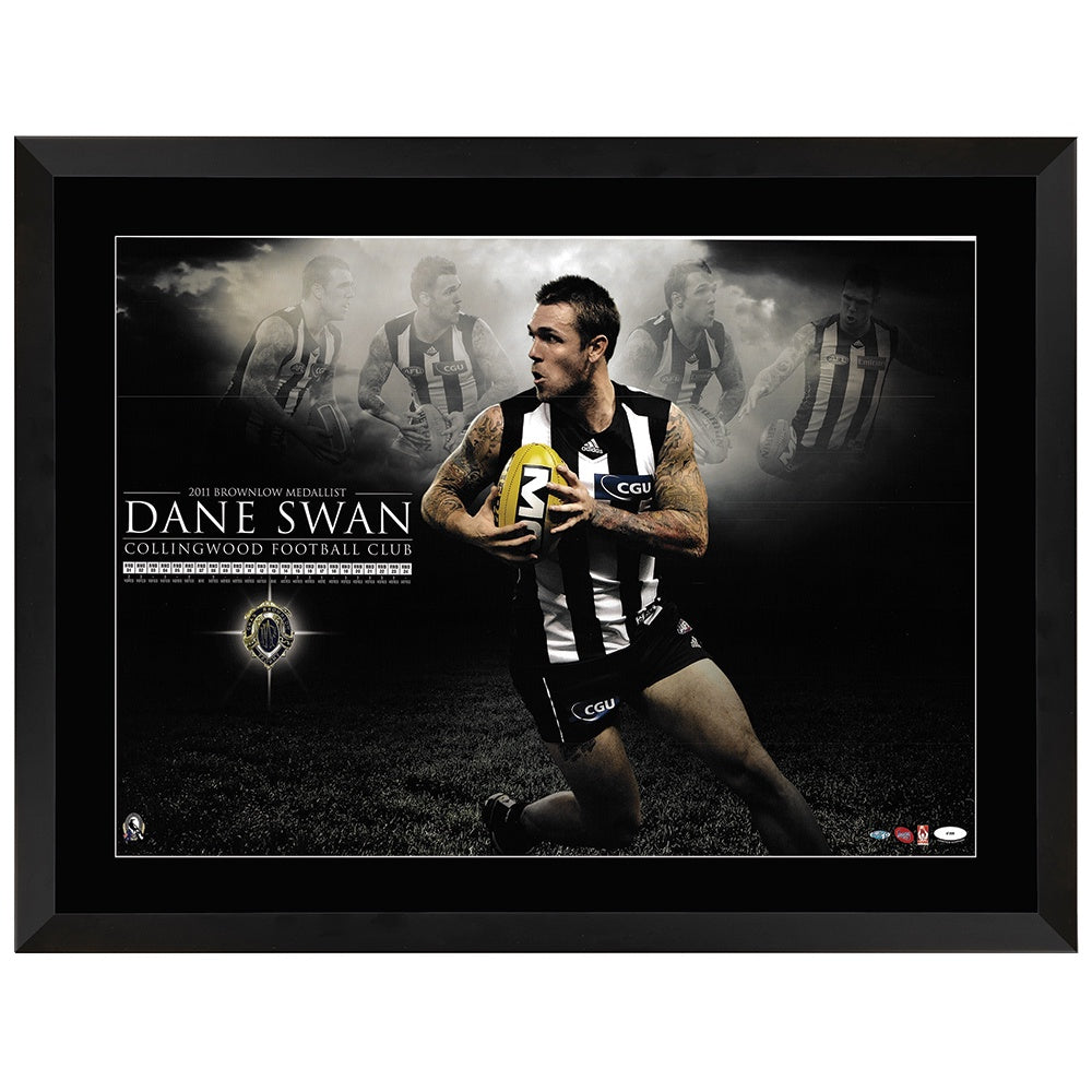 Collingwood Magpies Dane Swan 2011 Brownlow Medallist Print Framed