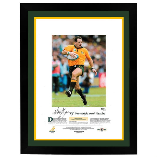 Australian Wallabies David Campese Signed "Goosestep" Action Photo Framed