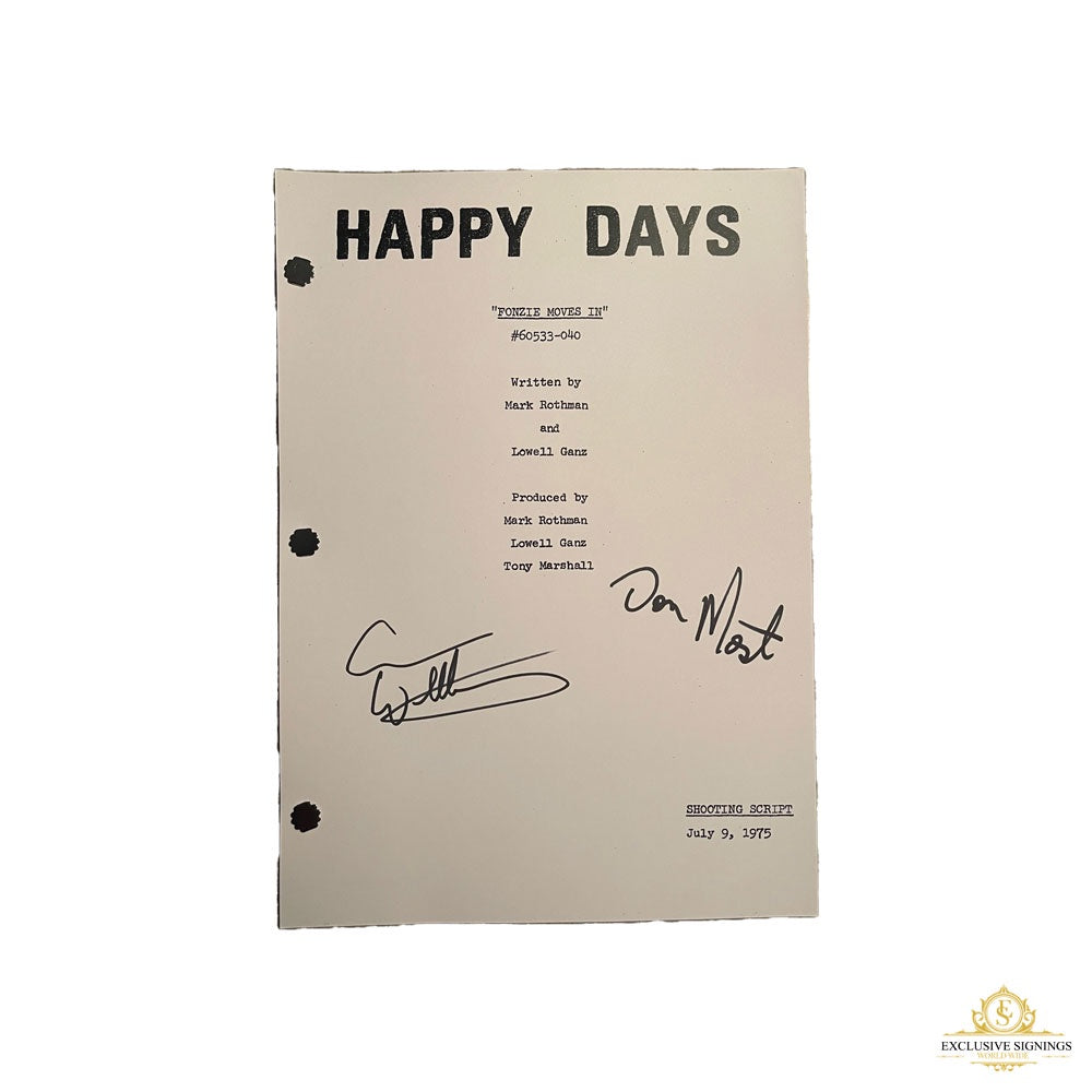 Don Most and Anson Williams Happy Days Fonzie Moves In Signed Script