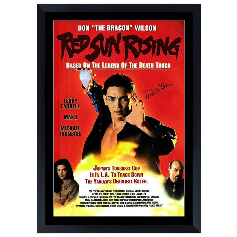 Don 'The Dragon' Wilson Signed Red Sun Rising Movie Poster Framed