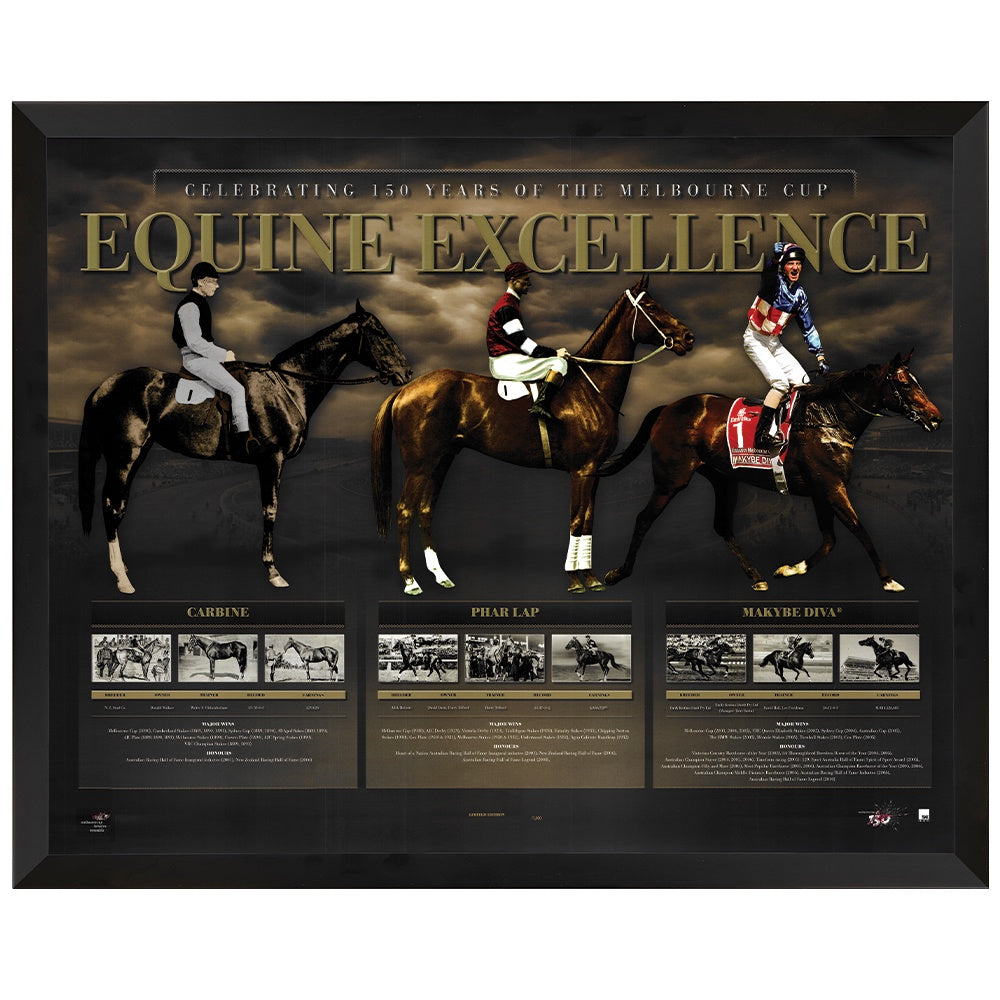 Equine Excellence 150 Years Of Melbourne Cup Framed