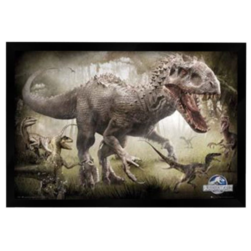 Dinosaurs Raptor Poster Framed