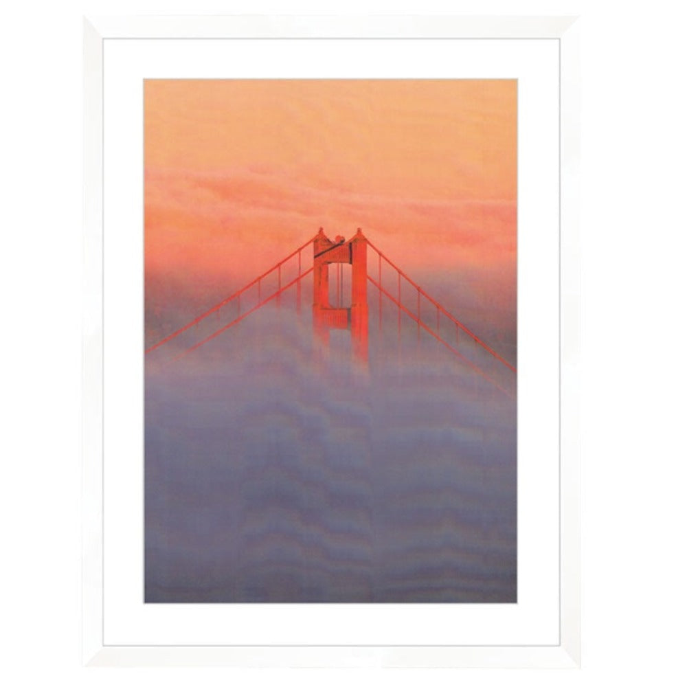 Golden Gate Bridge Print White Framed