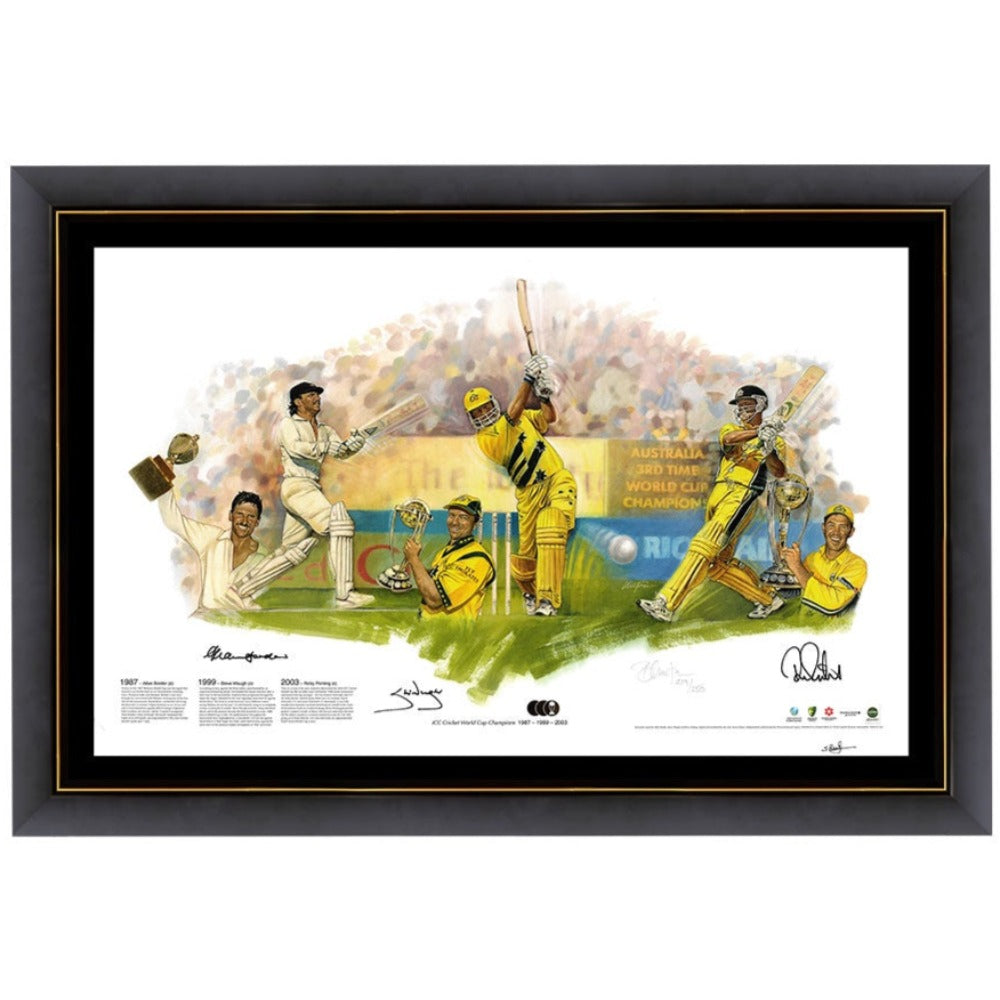 ICC World Cup 1987 1999 2003 Signed Print Framed
