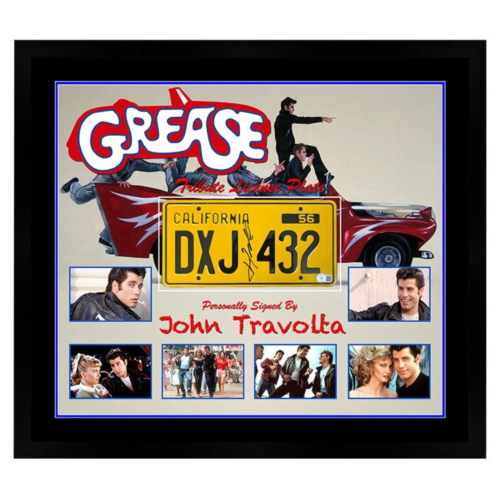 John Travolta Grease Signed Replica License Plate Framed