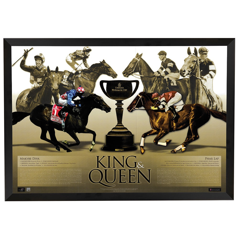 Phar Lap & Makybe Diva King And Queen Print Framed