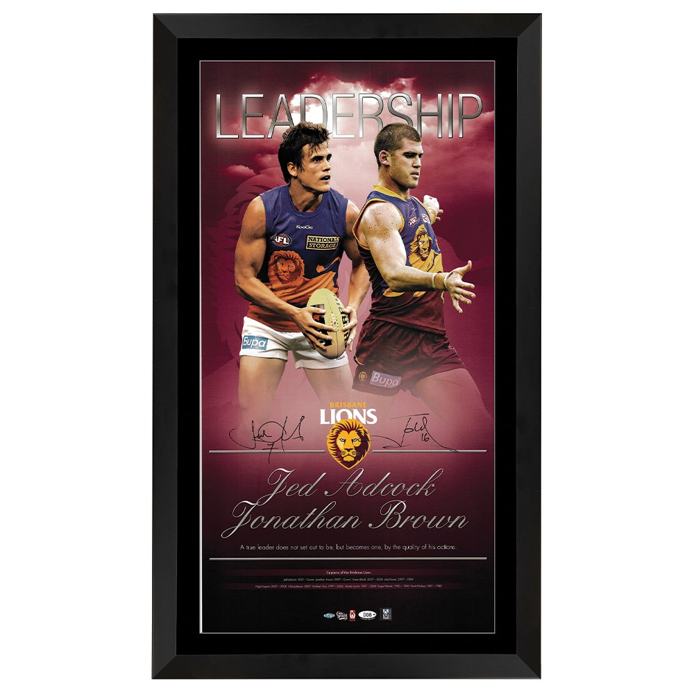 Brisbane Lions Leadership Signed By Johnathan Brown & Jed Alcock Print Framed