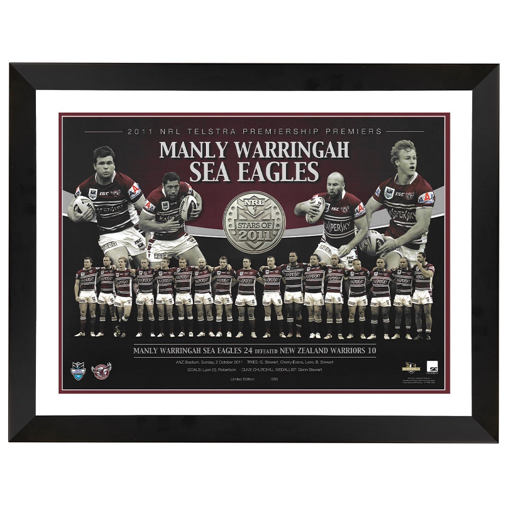 Manly Sea Eagles 2011 Medallion Premiers Print Framed