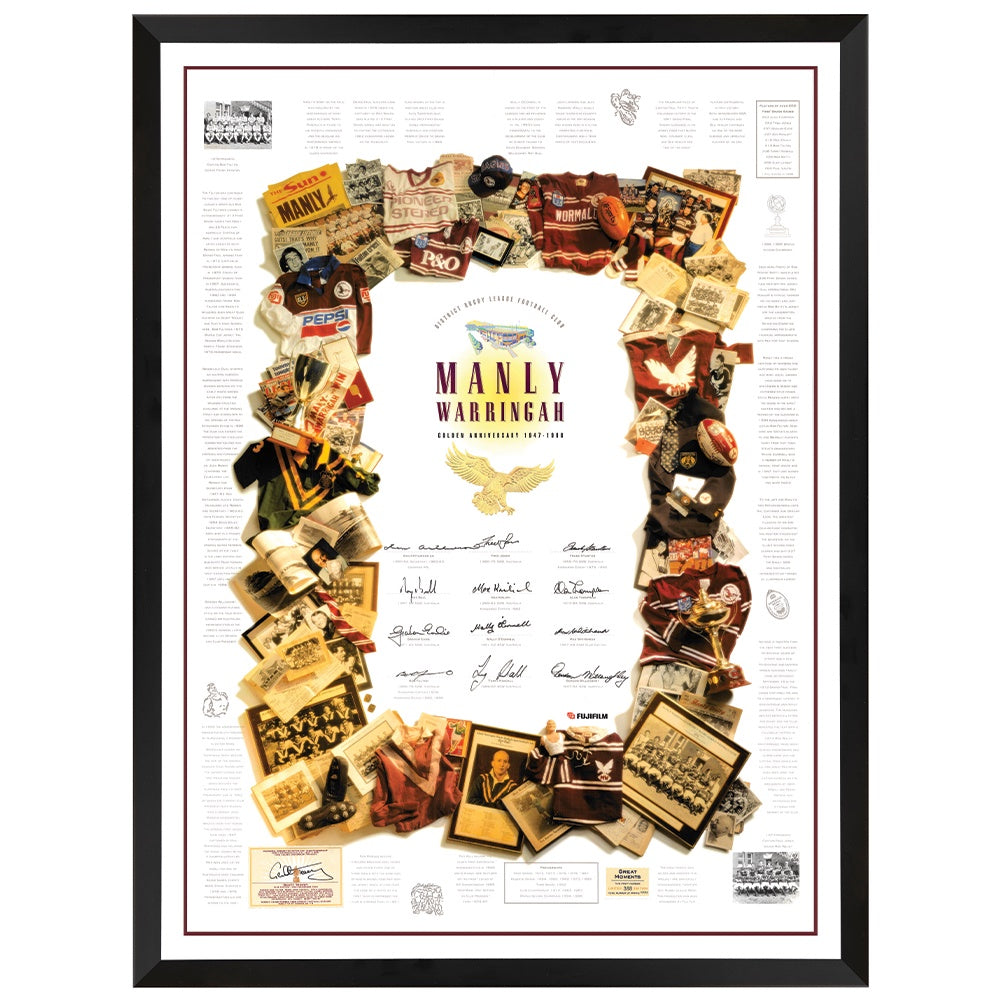 Manly Sea Eagles Golden Anniversary 1947-1996 Signed Print Framed