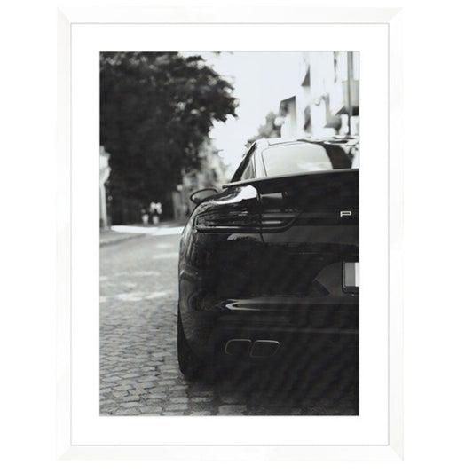 Mono Porsche Print White Framed