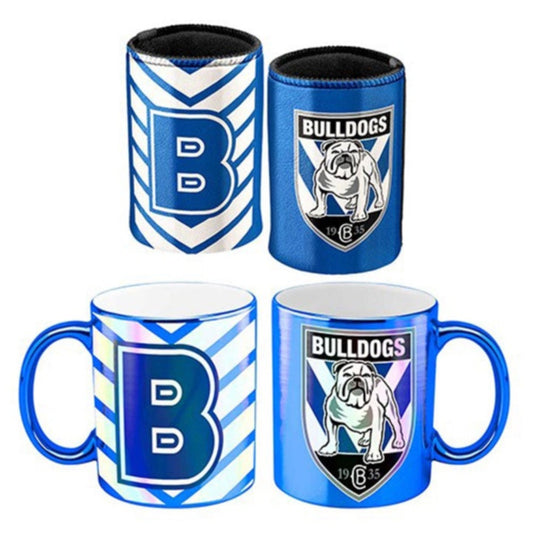 BULLDOGS METALLIC CAN COOLER & MUG PK