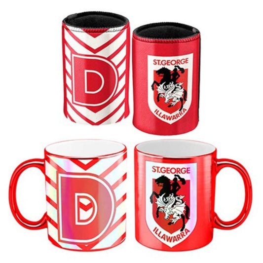 DRAGONS METALLIC CAN COOLER & MUG PK