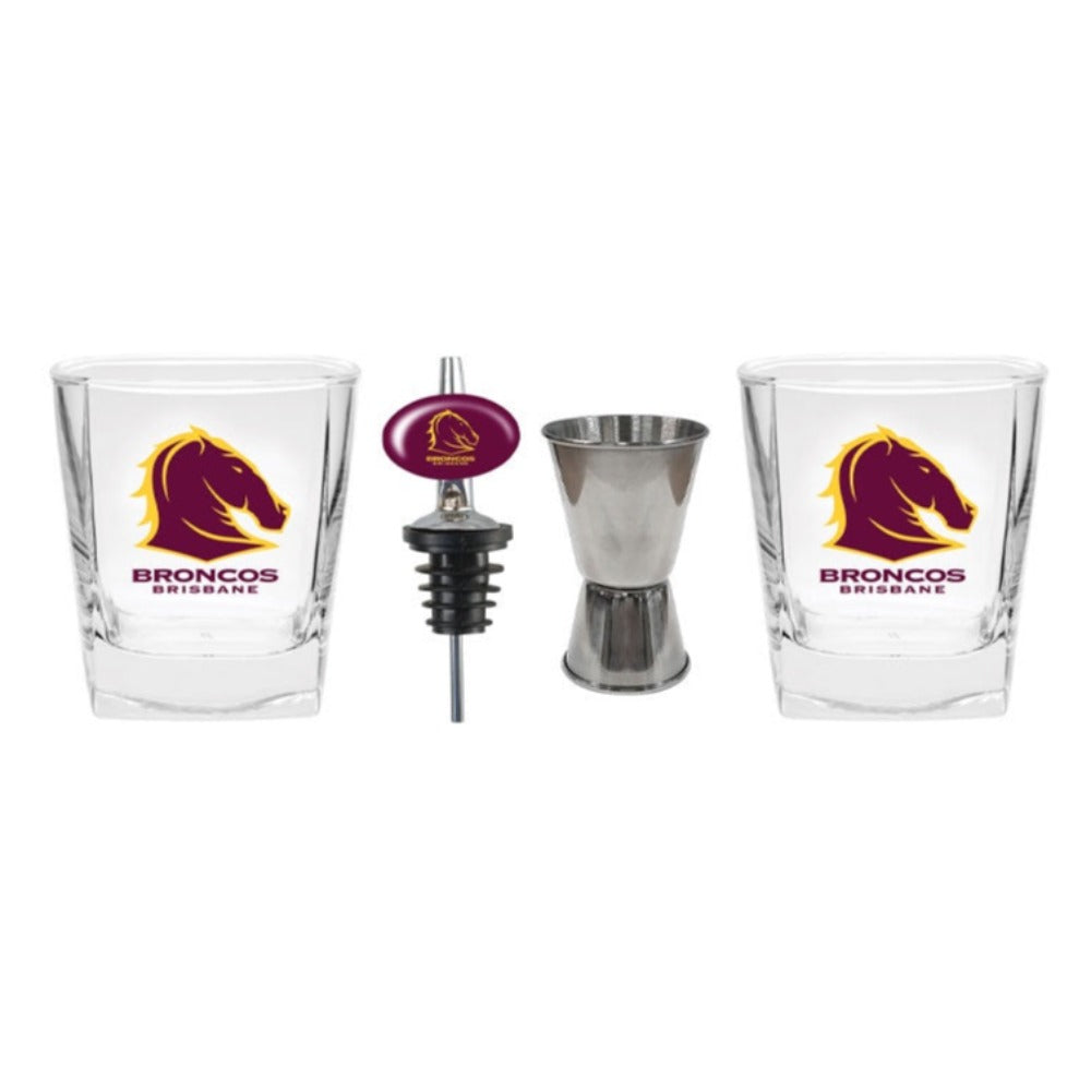 Brisbane Broncos 2 Glasses Jigger & Pourer