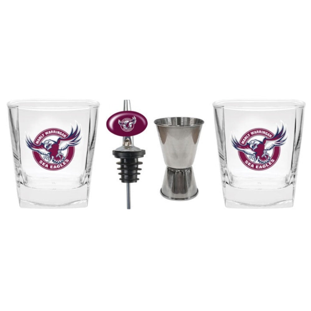 Manly Sea Eagles S/2 Glasses Jigger & Pourer