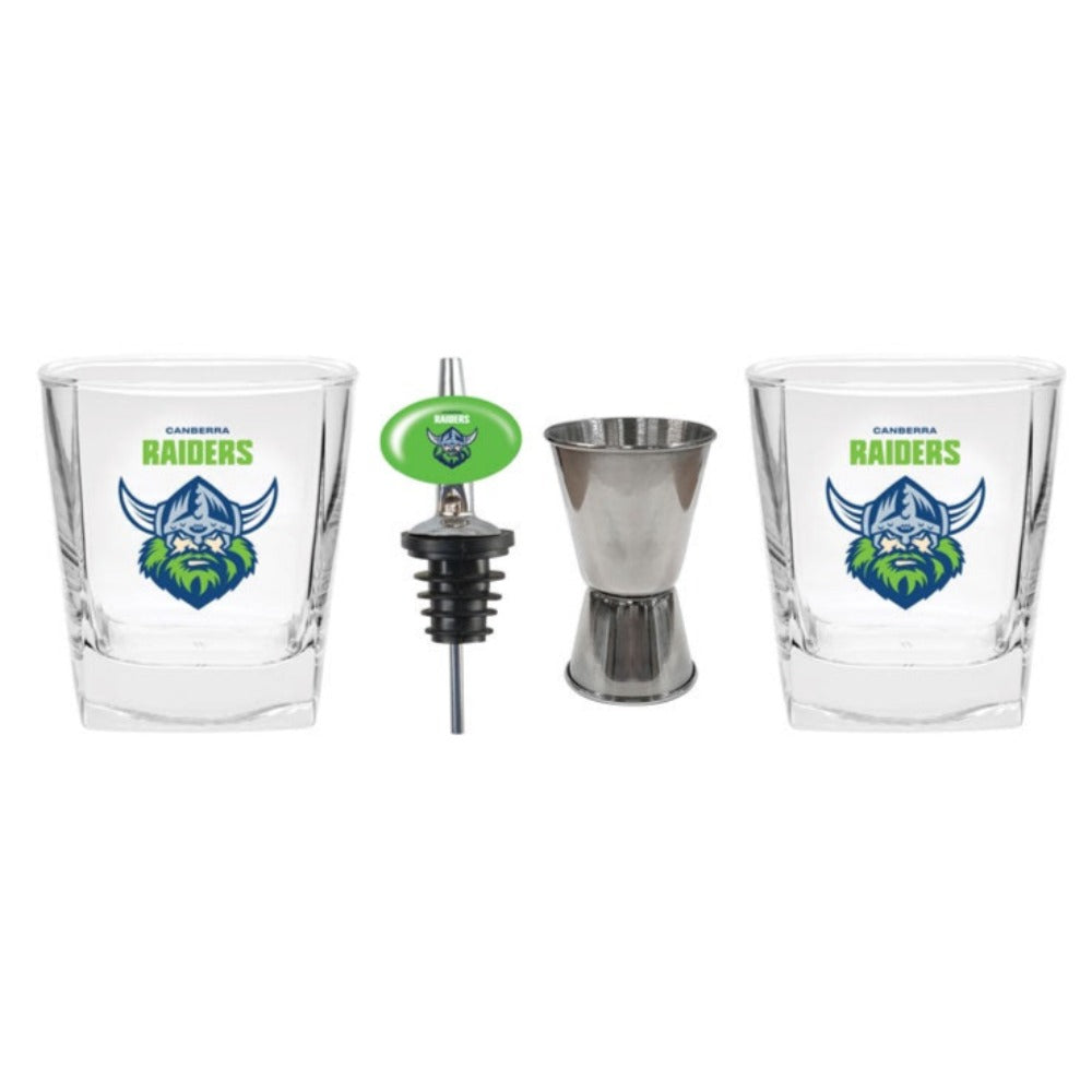 Canberra Raiders 2 Glasses Jigger & Pourer