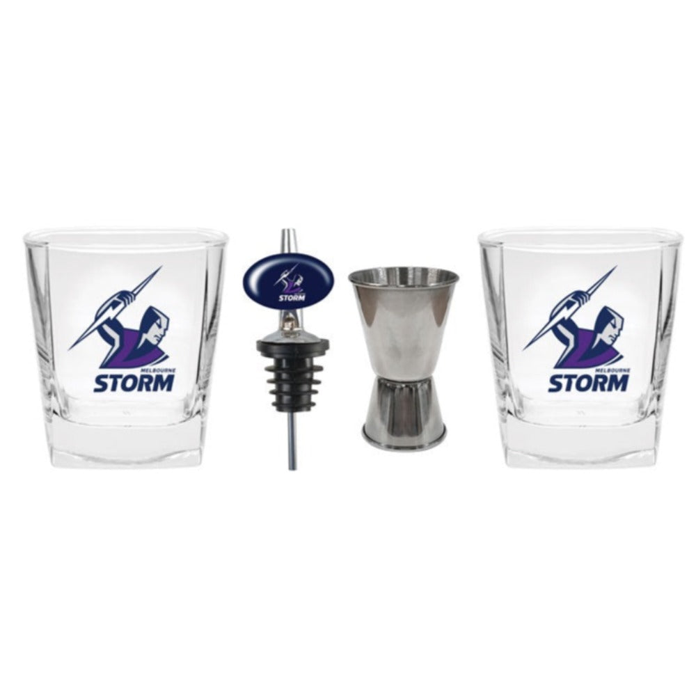 Melbourne Storm S/2 Glasses Jigger & Pourer