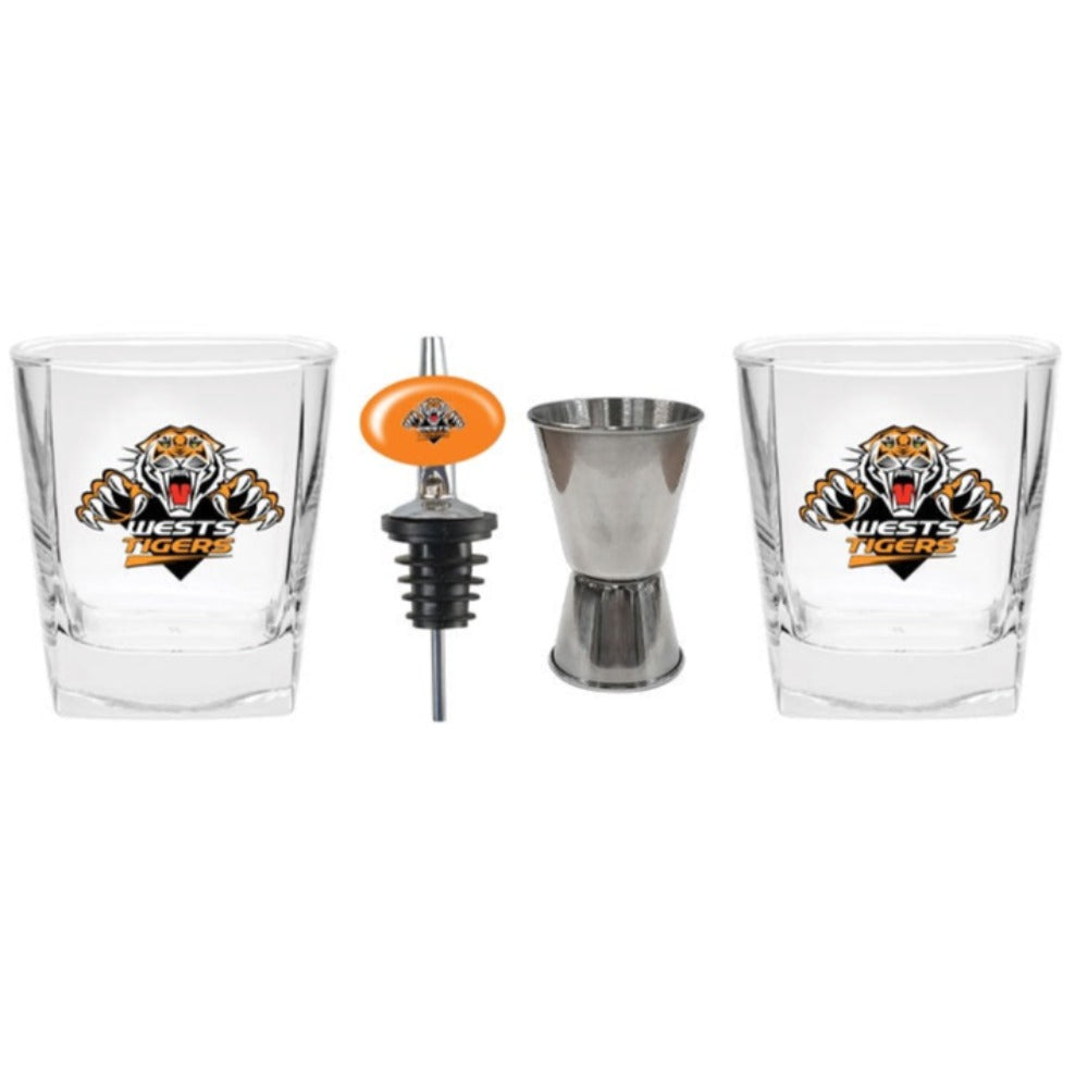 West Tigers S/2 Glasses Jigger & Pourer