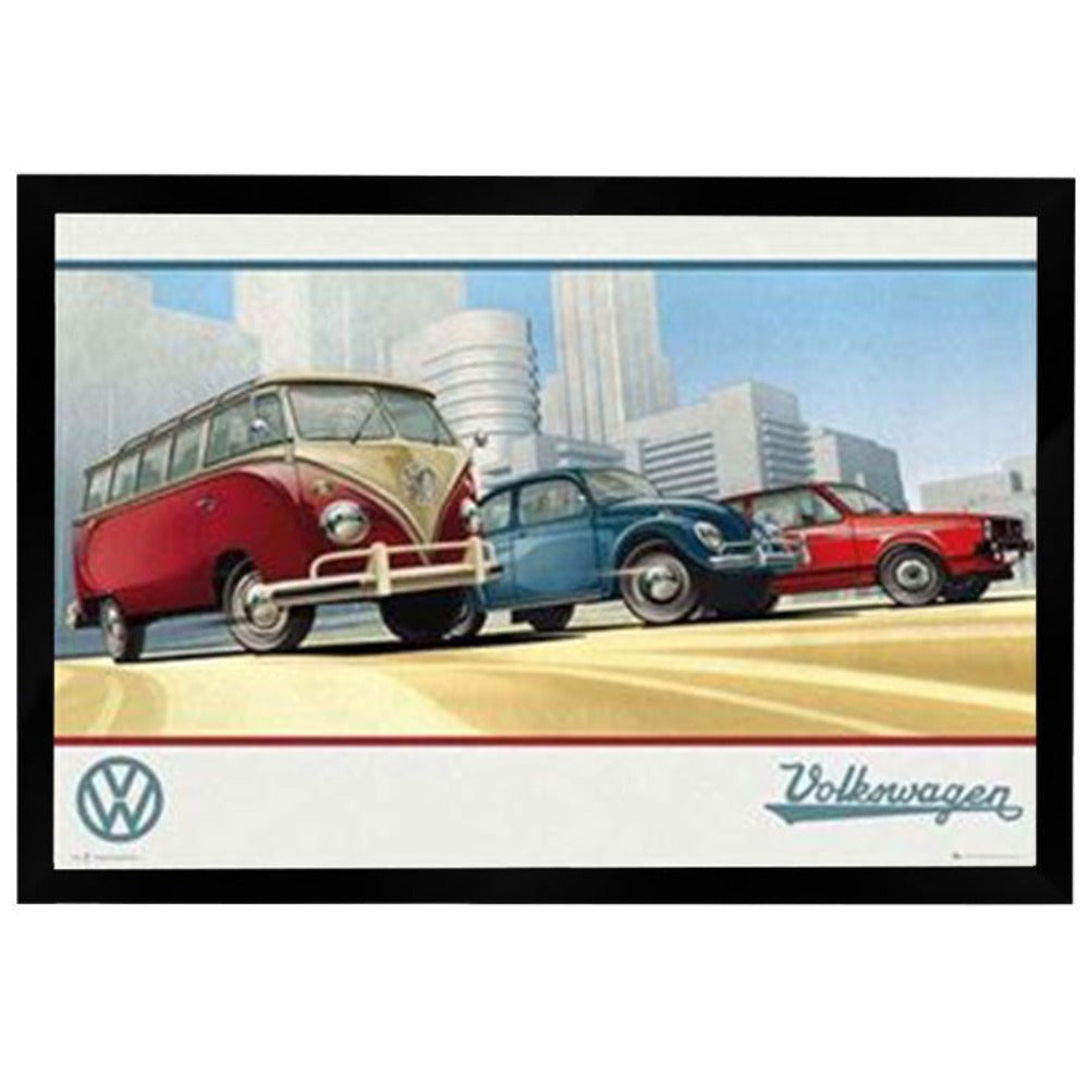 VW Camper - Illustration Poster Framed