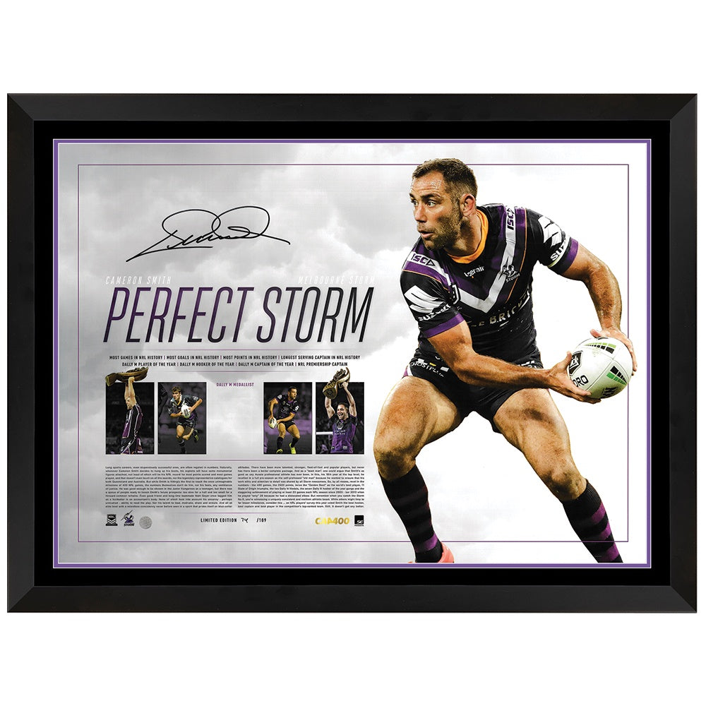 Cameron Smith The Perfect Storm Signed 400 Game Print Framed