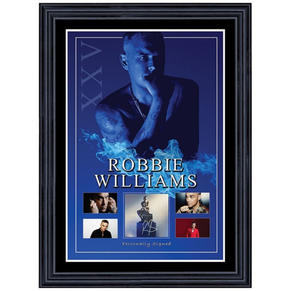 Robbie Williams XXV Signed Album Cover Framed