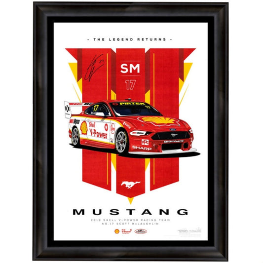 The Legend Returns Scott McLaughlin Mustang Signed Print Framed