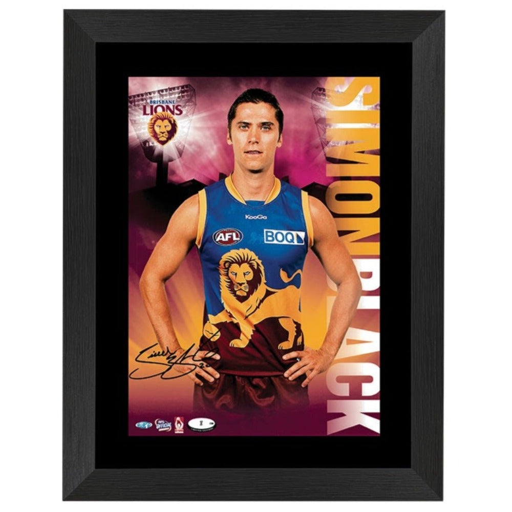 Simon Black - Brisbane Lions Signed Framed Star Print