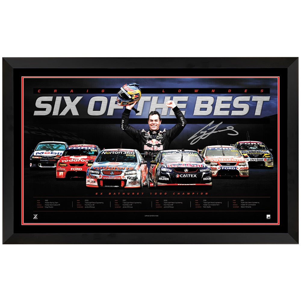 Craig Lowndes Six Of The Best Signed Print Framed