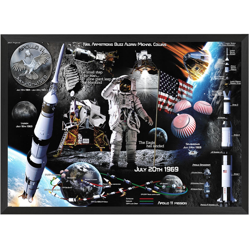 Space Lunar Landing Poster Framed