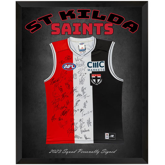 St Kilda 2023 Team Signed Jersey Framed