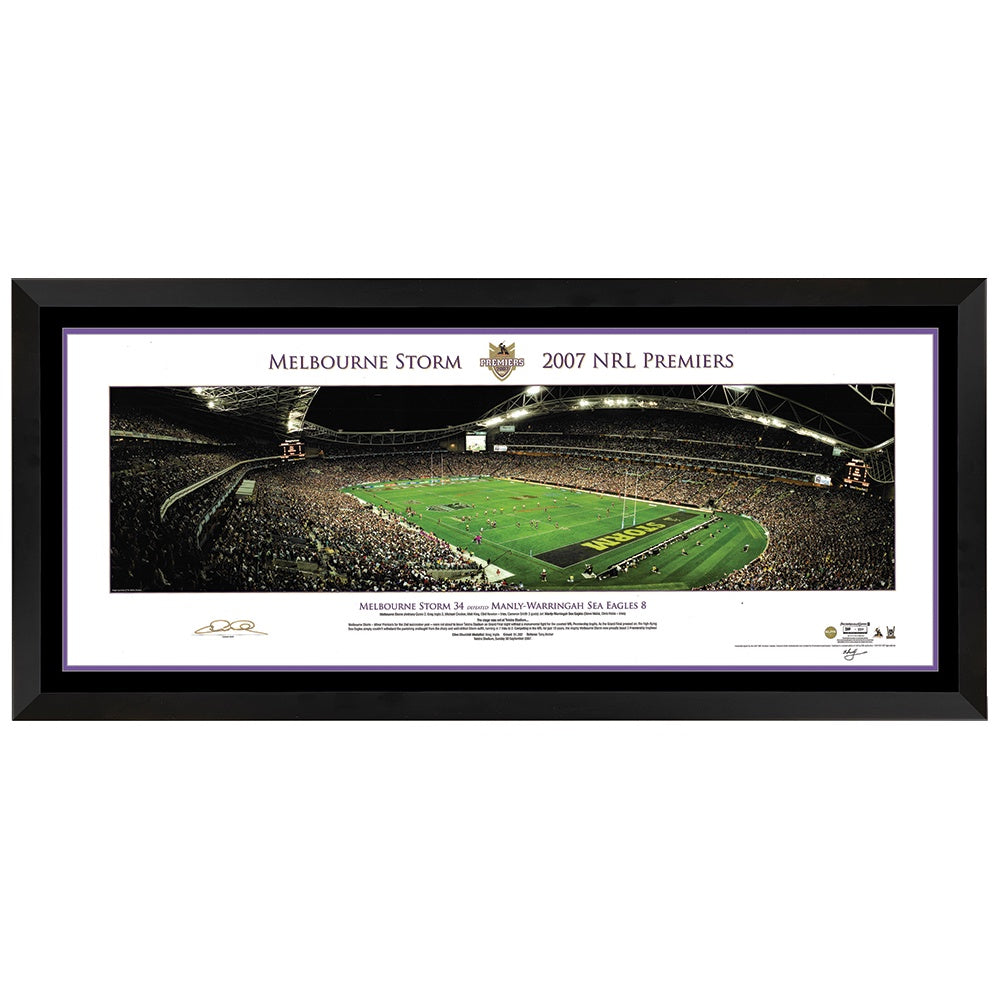 Melbourne Storm 2007 Grand Final Panorama Signed By Cameron Smith Framed
