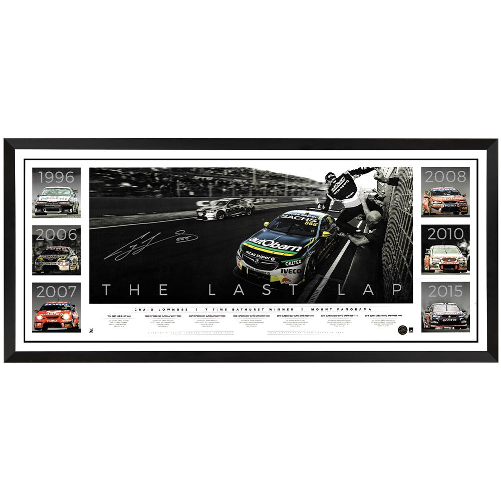 V8 Supercars - Craig Lowndes Deluxe Last Lap Signed Print Framed