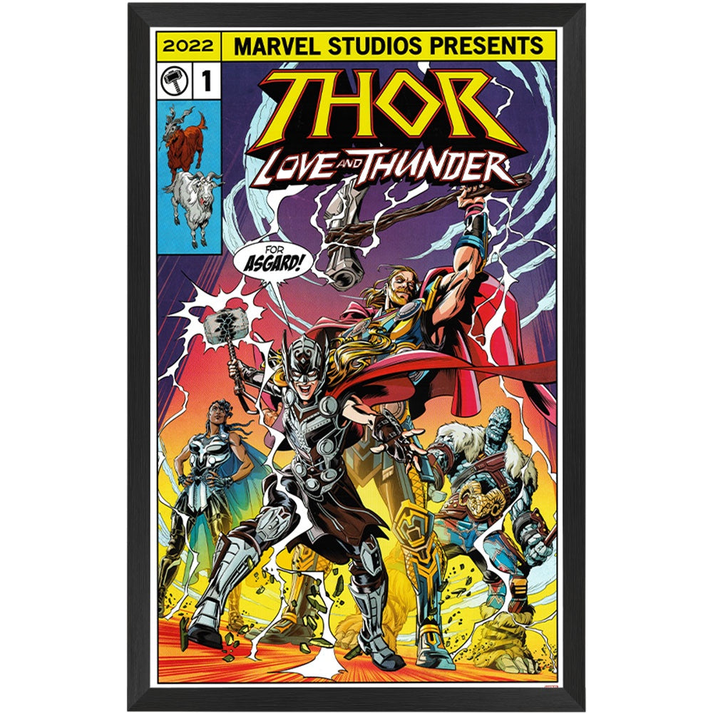 Thor Love and Thunder Comic Poster Framed