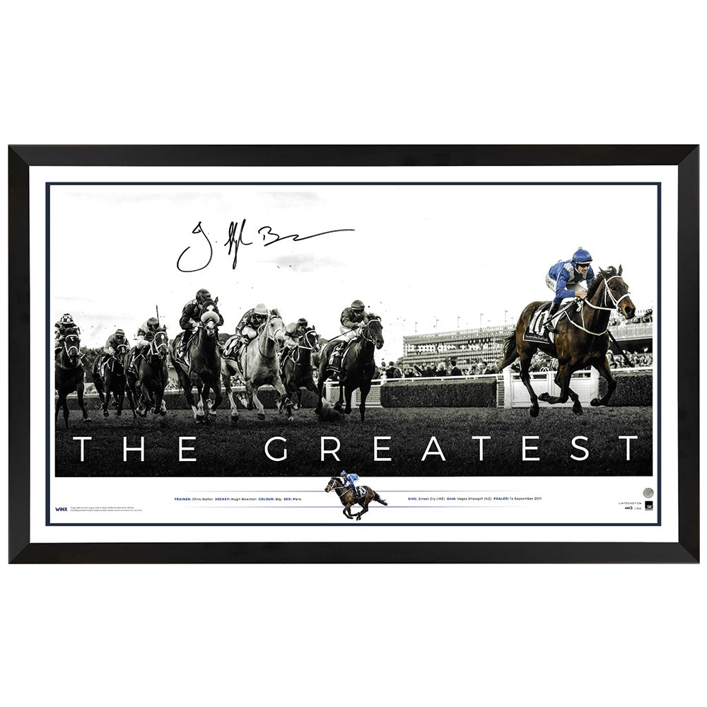 Winx The Greatest Sportprint Signed by Bowman Framed