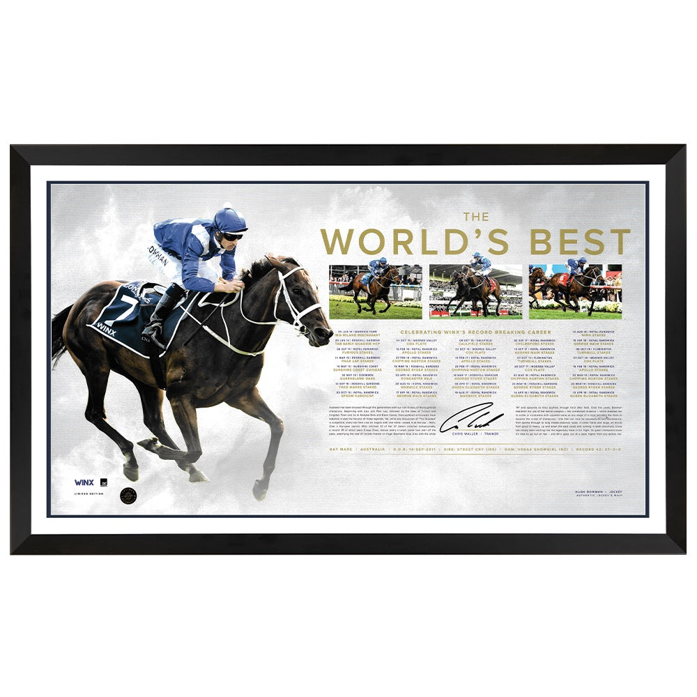 Winx The Worlds Best Signed by Chris Waller Framed